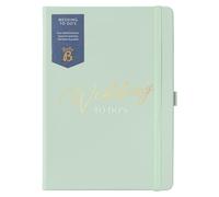 Busy B Wedding To Do Book - A5 Wedding Organiser - Sage Green Vegan Leather - Checklists, Tabbed Sections, Storage Pockets, Pen Loop, Elastic Closure & Ribbon Page Marker