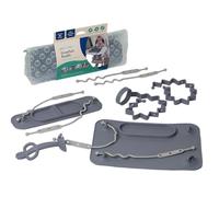Busy Baby Complete Gift Bundle - Includes Regular and Mini Size Suction Feeding Placemats, One Teething Spoon, Six Multipurpose Straps and Two Bungees. Food-Grade Silicone. Aids Development. Pewter