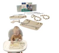Busy Baby Complete Gift Bundle - Includes Regular and Mini Size Suction Feeding Placemats, One Teething Spoon, Six Multipurpose Straps and Two Bungees. Food-Grade Silicone. Aids Development. Tan