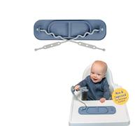 Busy Baby Silicone Suction Mat - Easy-Clean Feeding Placemat Holds in Place. For Babies Aged 4 Months and Up, with Straps for Toys. Aids Self Feeding, Motor and Cognitive Skills Development. Pewter