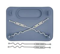 Busy Baby Silicone Suction Mat - Easy-Clean Feeding Placemat Holds in Place. For Babies Aged 4 Months and Up, with Straps for Toys. Aids Self Feeding, Motor and Cognitive Skills Development. Pewter