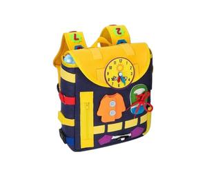 Busy Bag - Educational Learning Backpack Children | Creative Felt Activity Backpack with Closures, Interactive Development Toy for Preschool Travel, Cars, Airplanes, Home, Free, Purplish Blue