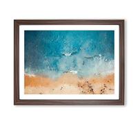 Busy Beach In Brazil Modern Art Framed Print | A3 Walnut Framed Wall Art | Ready to Hang | Modern Beach Picture | Living Room Bedroom Lounge Office