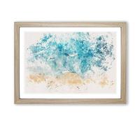 Busy Beach in Brazil Watercolour Framed Print | A2 Oak Framed Wall Art | Ready to Hang | Modern Beach Picture | Living Room Bedroom Lounge Office