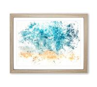Busy Beach In Brazil Watercolour Modern Framed Print | A3 Oak Framed Wall Art | Ready to Hang | Modern Beach Picture | Living Room Bedroom Lounge Office