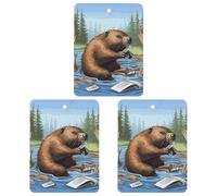 Busy Beaver Cartoon Car Air Freshener Hanging Incense Chips 3 Pack Automotive Scented Hanging Sheets Square for Car Home Auto Interior Decor