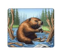 Busy Beaver Cartoon Mouse Pad with Stitched Edge, Comfortable Mouse Pads with Non-Slip Rubber Base Gaming Mouse Mat Washable Mousepads Computers Laptop Desk Accessories for Office 9.4"x7.9"