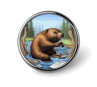Busy Beaver Cartoon Round Badge Pin Funny 1 Inch Button Brooch Lapel Pins Fashion Hat Shirt Pin Tie Tack Pinback Buttons Badge Party Supplies Decor Badges For Clothing Coat Hat Dress For Men Women