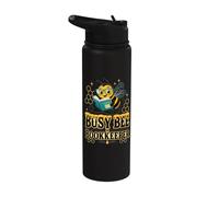 Busy Bee Bookkeeper Cute Accounting Pun Design Stainless Steel Insulated Water Bottle