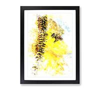 Busy Bee & Yellow Flower Watercolour Modern Framed Wall Art Print, Ready to Hang Picture for Living Room Bedroom Home Office Décor, Black A2 (64 x 46 cm)