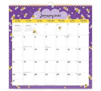 Busy Bees | 2027 12 x 12 Inch (Hanging) Monthly Square Wire-O Calendar | Sticker Sheet | BrownTrout | Planning Stationery