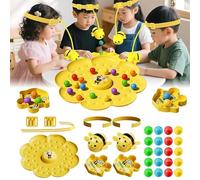 Busy Bees Game, Magnetic Bee Bean Picking & Tabletop Fishing Game, Fast Bead Grabbing Games, Adjustable, Mini Hive Headbands Board Picking Magnet Toy for Camping Travel Activities (2 players)