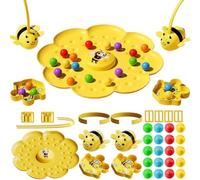 Busy Bees Game, Magnetic Bee Bean Picking & Tabletop Fishing Game, Magnetic Headbands Catcher, Fast Bead Grabbing Educational, for Family and Groups, Indoor Outdoor Use (Style A)
