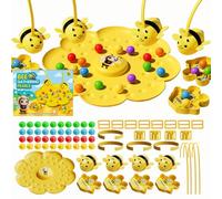 Busy Bees Game, Magnetic Bee Headband Board Games for Kids and Adults, Bee Bean Picking & Tabletop Fishing Game, Funny Family Night Party Game for 2 or 4 Players, Indoor Outdoor Use
