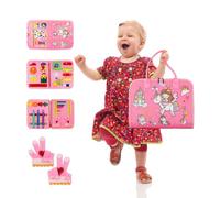 Busy Board for Toddler 1st First Birthday Gifts for Girls, Montessori Toys | Sensory Activity Board 1+ Year Old Stocking Filler - Montessor Fine Motor Busy Book & Logic Thinking Toy, Age 2 3 4(Pink)