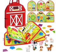 Busy Board for Toddlers Cute Busy Book Sensory Toys for 1-4 Years Old Preschool Educational Learning Fine Motor Skills Quiet Book Activity for Girls Boys Gift Baby Kids Travel Toys for Plane Car