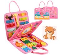 Busy Board for Toddlers, Montessori Learning Sensory Toys Activity Board | Developing Sensory Toy for Fine Motor Skills, Travel Toy for Plane Car, Gift for 1 2 3 Year Old Boys Girls