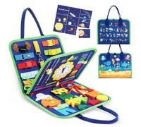 Busy Board Montessori Toy for Kids, Busy Board for Toddler, 28CM x 21CM Educational Learning Activity Sensory Board Montessori Toys for Boys Girls Gift Plane Car Travel(Blue)