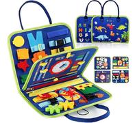 Busy Board Montessori Toy for Kids, Educational Learning Activity Sensory Board, Developing Sensory Toy for Fine Motor Skills for 1-3 Year Old, Travel Toy for Plane Car, Gift for Boys Girls-blue