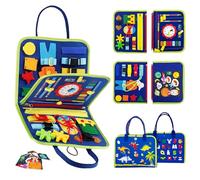 Busy Board Montessori Toy for Kids, Educational Learning Activity Sensory Book, Developing Sensory Fine Motor Skills Toy for 1-3 Year Old, Fine Motor Skills Toys Travel Toy Gift for Boys Girls