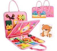 Busy Board Montessori Toy for Kids - Mermaid & Ocean Themed Sensory Activity Board with Bear Puzzle, Educational Learning Toy for Fine Motor Skills, Travel Toy for Plane Car, Gift for Boys Girls