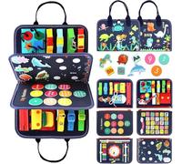 Busy Board Montessori Toy- Ocean & Dinosaur Themed Sensory Activity Board, Educational Preschool Learning Toy for Fine Motor Skills, Toddler Travel Toy for Plane Car, Gift for Boys Girls