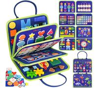 Busy Board Montessori Toys, Busy Books for Toddlers, Sensory Board, Blue | Quiet Educational Activity Book with Life Skills for Toddlers, Toddler Travel Toys for Plane Car, Birthday Gift for Boys Girl