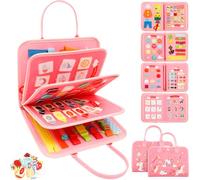 Busy Board Montessori Toys for 1 2 3 4 Year Old Boys Girls,Toddler Busy Book Sensory Board Quiet Educational Activity Toy for Fine Motor Skills Learning,Toddler Travel Toy Boy Girl Gifts fit Plane Car