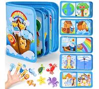 Busy Book Bible Busy Board for Toddlers, Noah's Ark Toy Baptism Birthday Gifts for Boys Girls, Montessori Toys 1 2 3 Year Old Toddler Baby, Learning Educational Activity Quiet Book for Travel Airplane