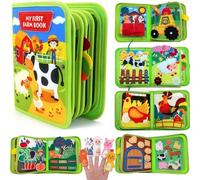Busy Book for Toddlers 1-3 Years Old, Montessori Sensory Toys for 1+ Year Old Boys & Girls Farm Animal Travel Toys for Plane & Car Educational Learning Activities for Fine Motor Skills (Green)