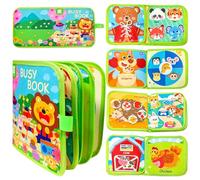 Busy Book for Toddlers,Montessori Animal Busy Board for 1-5 Years,Sensory Play Quiet Activity Book,Interactive Activity Books for Baby Preschool Learning,Plane Car Travel Toys,Boy Girl Birthday Gift