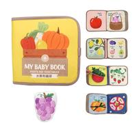 Busy Book Quiet Book from 1 Year Educational Felt Toy for Toddlers Montessori Toys for 1 2 3 4 5 Year Old Kids Interactive,Sensory and Soft Toy Book Gift for Girls Boys (Fruits and Vegetables)