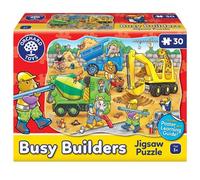 Orchard Toys Busy Builders Jigsaw Puzzle, 30-Piece Shaped Educational Jigsaw Puzzle, For Kids Age 3+, Develops Hand-Eye Coordination