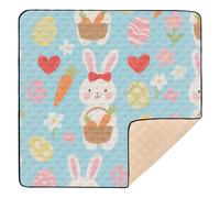 Busy Bunny Carrot Childish Large Non-Slip Baby Playmat for Indoor Outdoor Cozy Breathable Baby Play Tummy Time Mat for Babies Infants Toddlers, 50'' x 50''