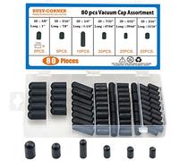 BUSY-CORNER 80 Pieces Vacuum Cap Assortment, Rubber, Dropper ID from 5/32" to 3/8" Sizes, Hose Caps Kit for Carburetor, Manifold (Black)