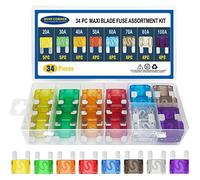 BUSY-CORNER Maxi Blade Fuse Assortment - 34 Pieces, 20A-100A, Zinc Alloy, Corrosion Resistant, Auto Fuse Kit