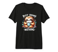 Busy Doing Nothing Cute Sloth with Coffee Mug Premium T-Shirt