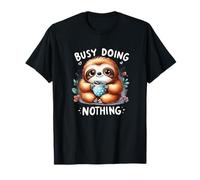 Busy Doing Nothing Cute Sloth with Coffee Mug T-Shirt