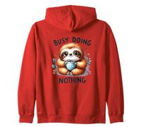 Busy Doing Nothing Cute Sloth With Coffee Mug Zip Hoodie