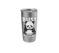Busy Doing Nothing Panda Cute Funny Lazy Cartoon Bear Stainless Steel Insulated Tumbler