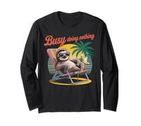 Busy Doing Nothing Relaxed Sloth Long Sleeve T-Shirt