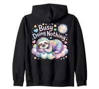 Busy Doing Nothing Relaxed Sloth Zip Hoodie