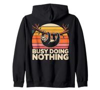 Busy Doing Nothing Relaxed Sloth Zip Hoodie