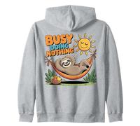 Busy Doing Nothing Relaxed Sloth Zip Hoodie