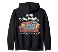 Busy Doing Nothing Relaxed Sloth Zip Hoodie