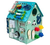 Busy House, Wooden Board Toy, with Interior Storage Space Music Box Switch Sorter Gears Clock, Basic Life Skills and fine Motor Training, Cultivate Logical Thinking Ability(B)