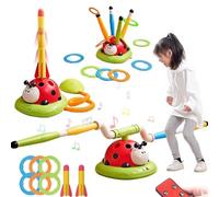 Busy Ladybug Toy,3-in-1 Ladybug Exercise Jumps Toy with Remote Control,Toss Ring Game Stomping Launch Rocket Launcher and Musical Jump,Exercise Jump Training Equipment for Christmas Party
