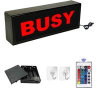 BUSY Neon Illuminated Signs, Creative LED Light up Signs, Bright On Air Light Sign with Remote Control, Battery Box, Hook, Battery or USB Powered, Many Lighting Modes, for office, work environment