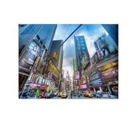 Busy New York Streets with Poster，1000 Pcs Adults Jigsaw, Classic Educational Game Toys Home（75x50cm）-M11
