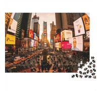 Busy NYC Jigsaw Puzzles 1000 Piece Recyclable New York Streetscape Puzzle for Elderly Educational Game Decompression Ideal for Holiday Blessings Gift 70x50cm/1000pcs